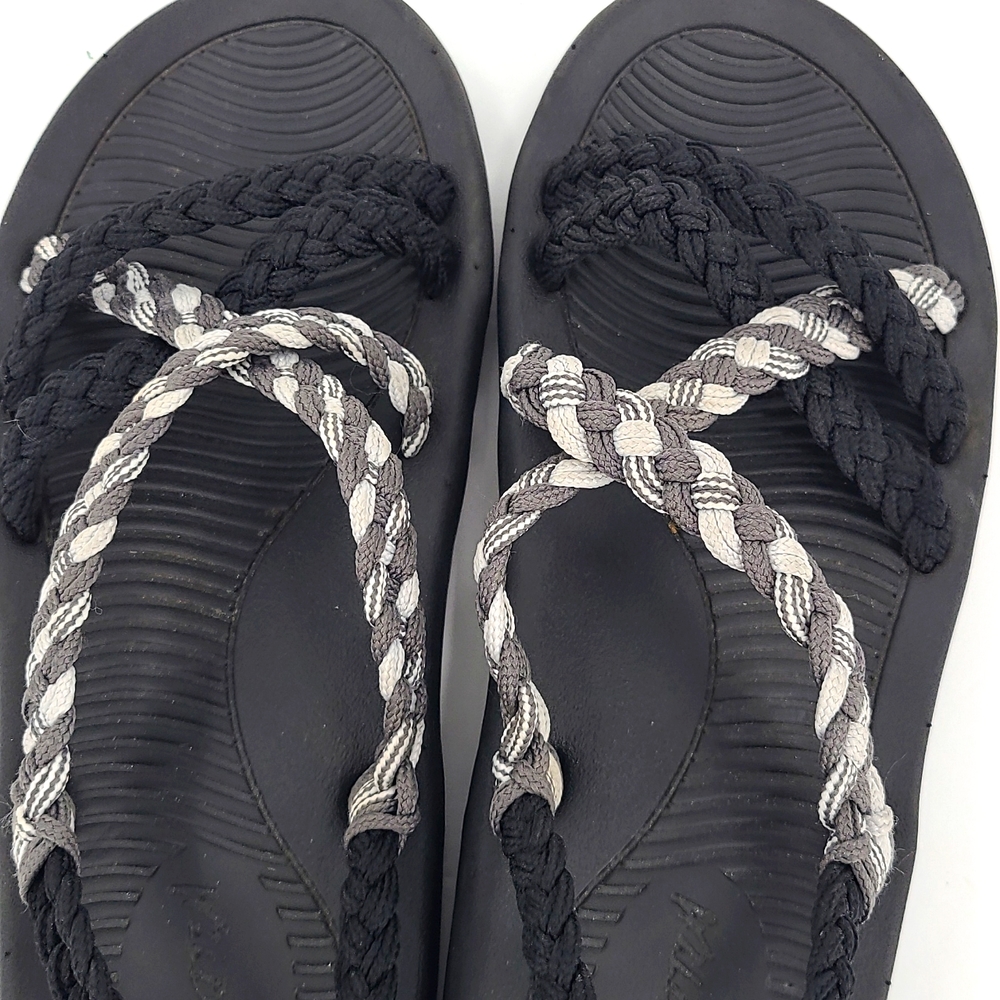 Wild Vibe 8 black gray braided strap slip on sandals cute cozy summer vacation - Picture 4 of 6